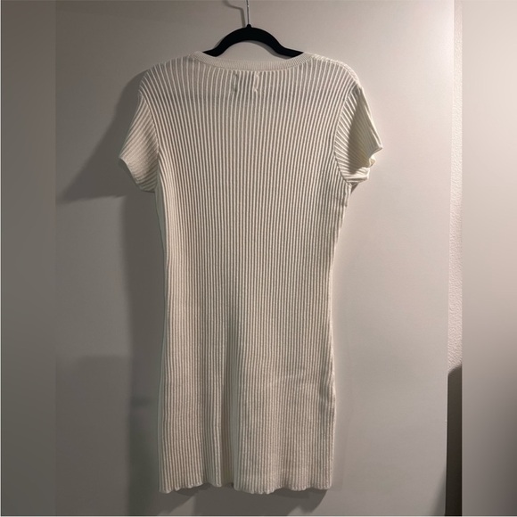 Anine Bing White Skylar Mini Ribbed Short Sleeve Sweater Dress Medium - Picture 5 of 7